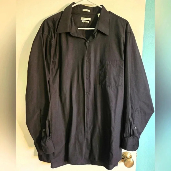 Van Heusen Button Up Regular Fit Poplin Black Size 17 32/33 - Picture 1 of 3